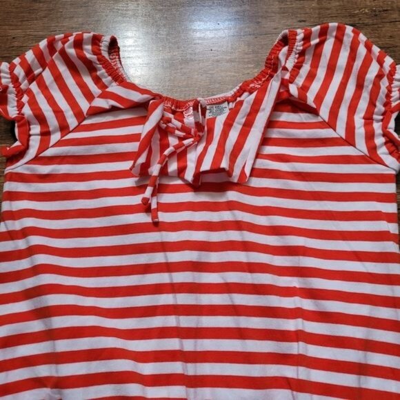 Girls Guess Romper Top Shorts Size Large 12 Denim Red White Stripes Naut… - Picture 2 of 7